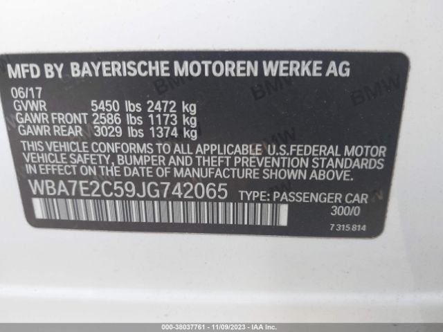 2018 BMW 740I WBA7E2C59JG742065 Photo 8