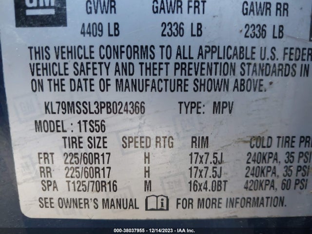 Chevrolet Trailblazer Awd Activ 2023 KL79MSSL3PB024366 Image 9