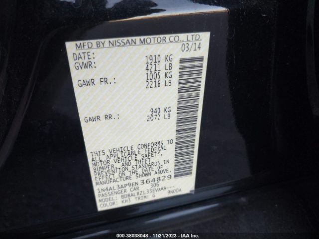 1N4AL3AP9EN364829 Nissan Altima 2.5 S