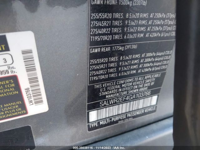 SALWR2EF4GA103766 Land Rover Range Rover Sport 5.0l V8 Supercharged/5.0l V8 Supercharged Dynamic