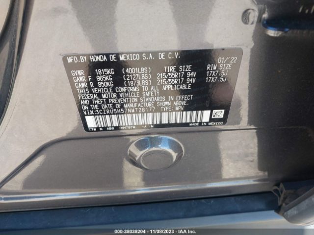 3CZRU5H57NM728177 Honda Hr-v 2wd Ex