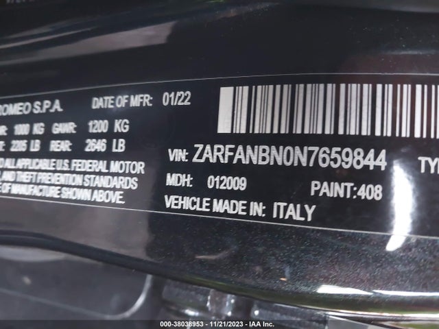ZARFANBN0N7659844 Alfa Romeo Giulia Veloce Awd