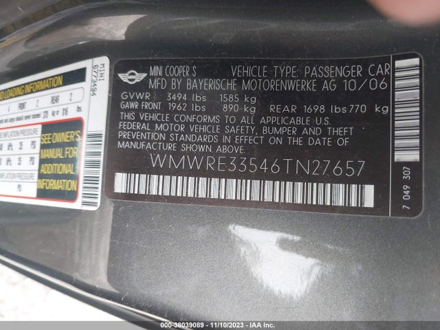 2006 MINI COOPER S WMWRE33546TN27657 Photo 8