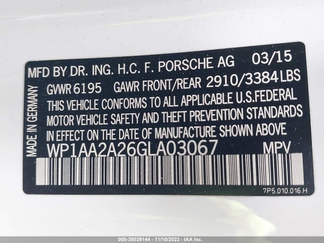 2016 PORSCHE CAYENNE WP1AA2A26GLA03067 Photo 8