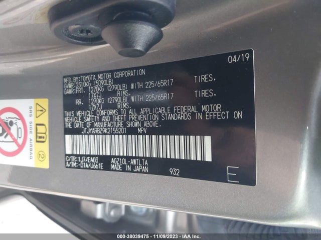 Lexus NX 300 2019 JTJYARBZ9K2155201 Image 9