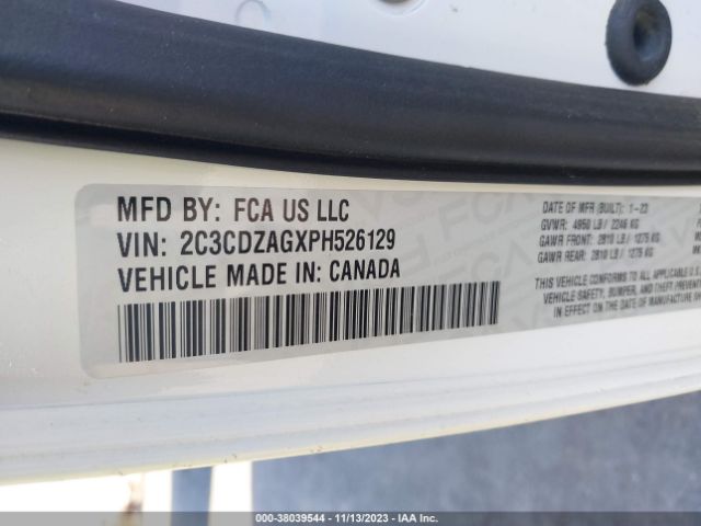 2C3CDZAGXPH526129 Dodge Challenger Sxt