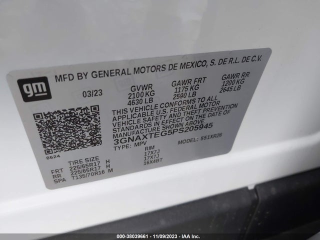 Chevrolet Equinox Awd 2fl 2023 3GNAXTEG5PS205945 Image 9