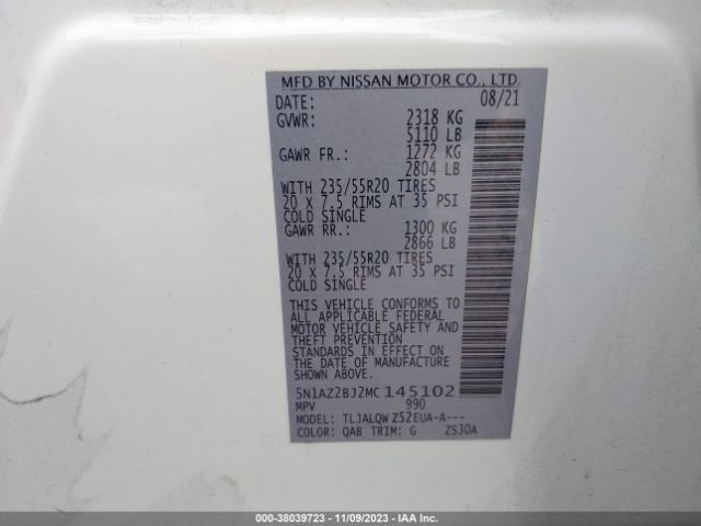 5N1AZ2BJ2MC145102 Nissan MURANO SV