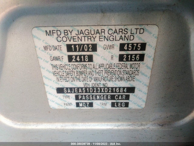 2003 JAGUAR X-TYPE SAJEA51D23XD21684 Photo 8