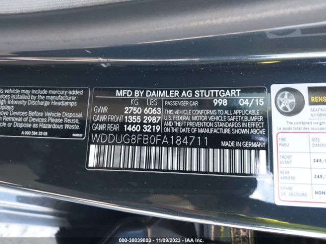 2015 MERCEDES-BENZ S-CLASS WDDUG8FB0FA184711 Photo 8