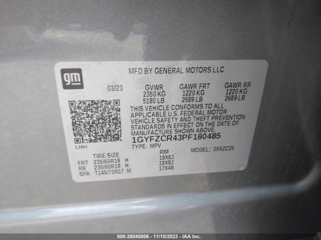 1GYFZCR43PF180485 Cadillac Xt4 Fwd Premium Luxury