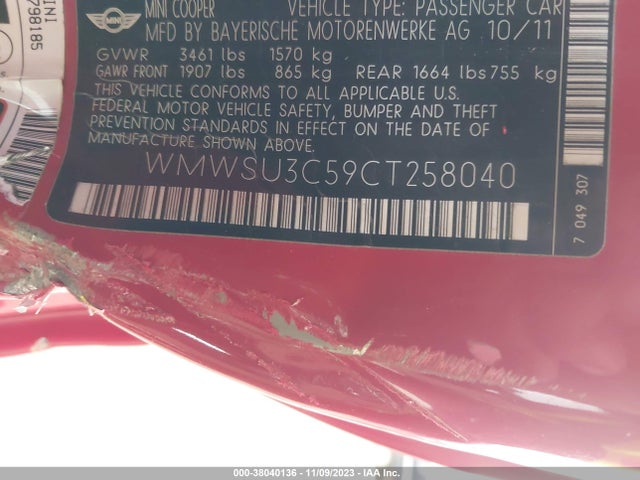 2012 MINI COOPER WMWSU3C59CT258040 Photo 8