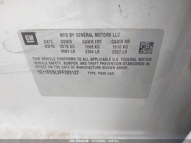 Chevrolet Malibu 1lz 2015 1G11F5SL3FF283127 Image 9