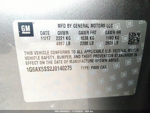 2018 CADILLAC CTS 1G6AX5SS2J0140275 Photo 8