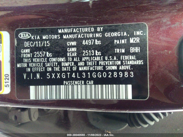 5XXGT4L31GG028983 KIA Optima Lx