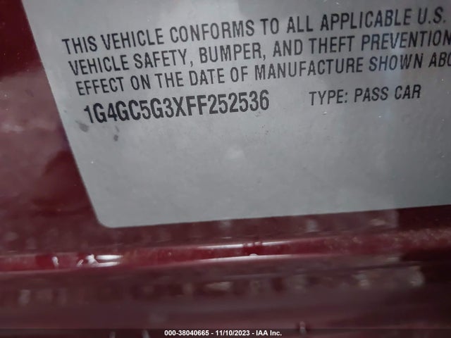 2015 BUICK LACROSSE LEATHER VIN: 1G4GC5G3XFF252536