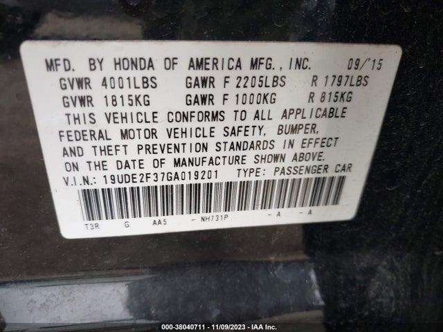 Acura Ilx Acurawatch Plus Package/2.4l 2016 19UDE2F37GA019201 Image 9