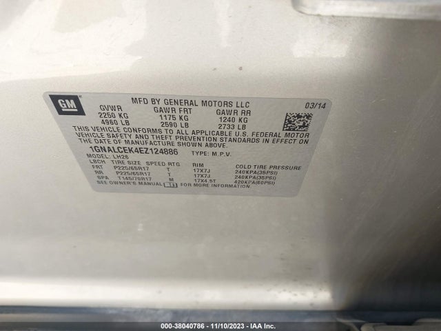 Chevrolet Equinox 2lt 2014 1GNALCEK4EZ124886 Image 9