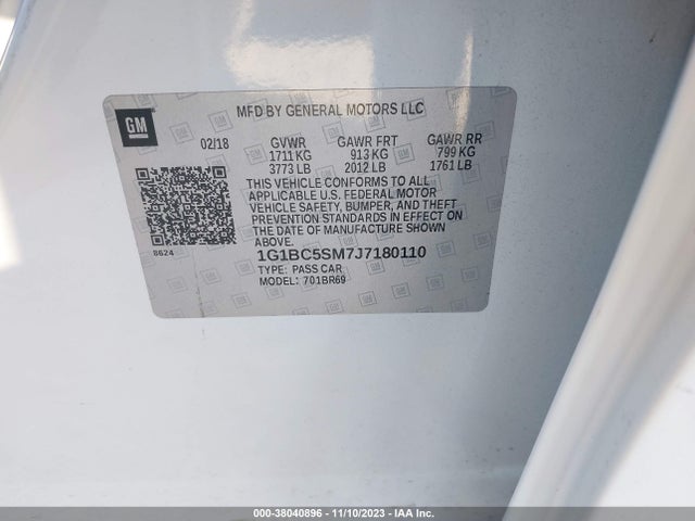 2018 CHEVROLET CRUZE LS AUTO VIN: 1G1BC5SM7J7180110
