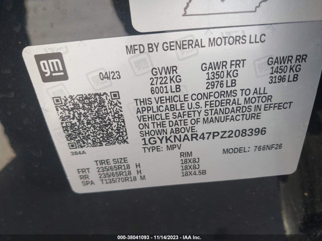 1GYKNAR47PZ208396 Cadillac Xt5 Fwd Luxury