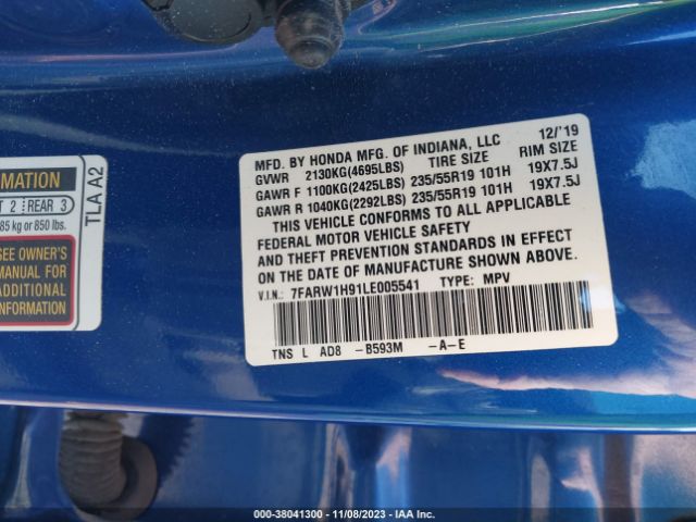 7FARW1H91LE005541 Honda Cr-v 2wd Touring