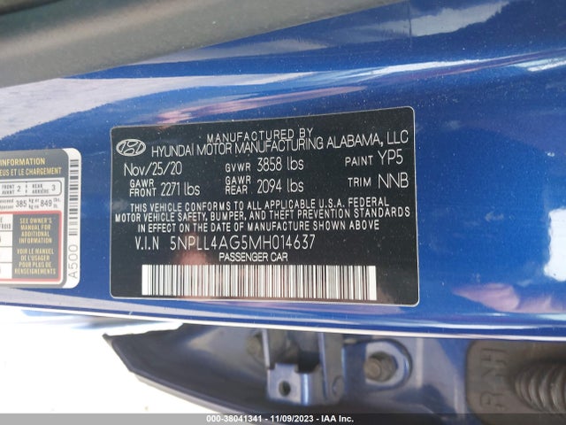 2021 HYUNDAI ELANTRA SE VIN: 5NPLL4AG5MH014637