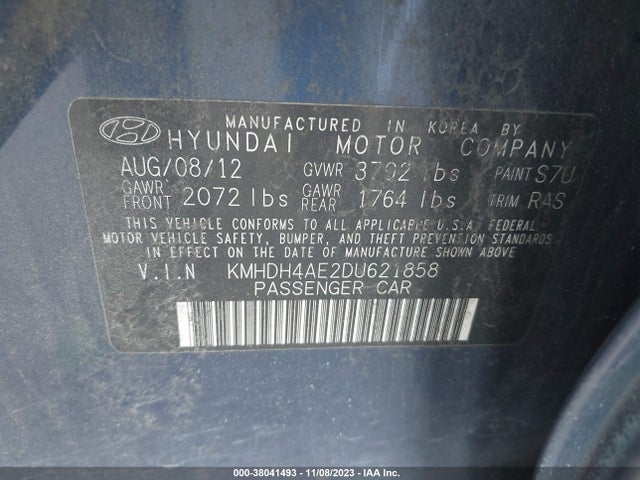 2013 HYUNDAI ELANTRA LIMITED (ULSAN PLANT) VIN: KMHD4AE2DU621858
