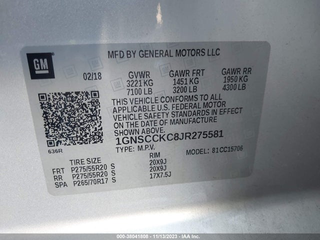 Chevrolet Tahoe Premier 2018 1GNSCCKC8JR275581 Image 9