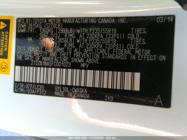 2T2ZB1BA5FC001023 Lexus RX 450H