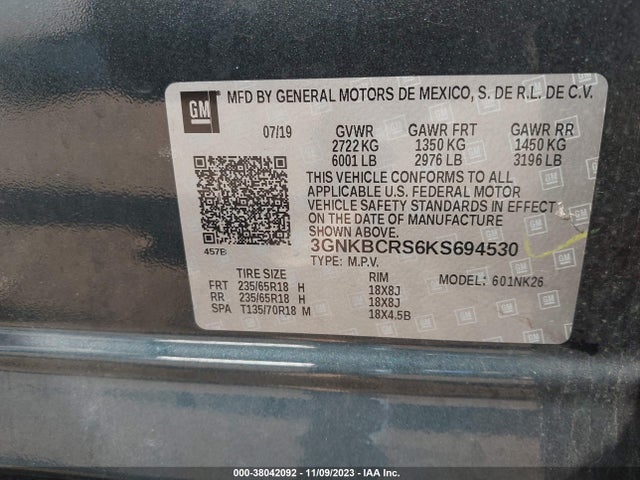 Chevrolet Blazer 2019 3GNKBCRS6KS694530 Image 9