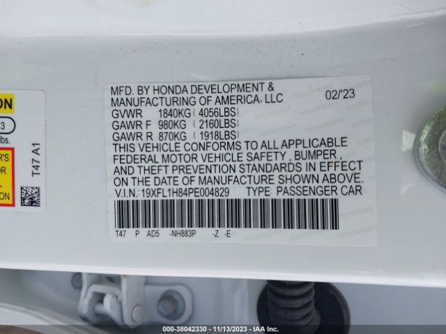 19XFL1H84PE004829 Honda Civic Sport Touring