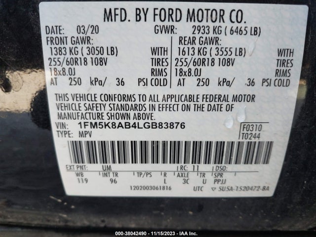 Ford Police Interceptor Utility 2020 1FM5K8AB4LGB83876 Image 9