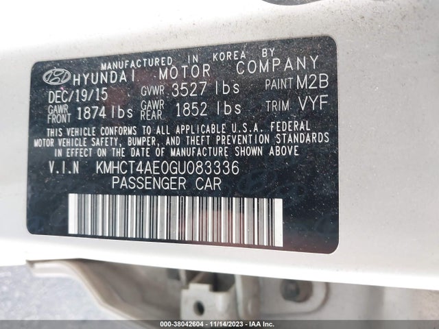 2016 HYUNDAI ACCENT SE VIN: KMHCT4AE0GU083336