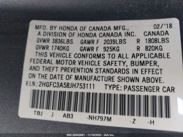 2HGFC3A58JH753111 Honda CIVIC SI