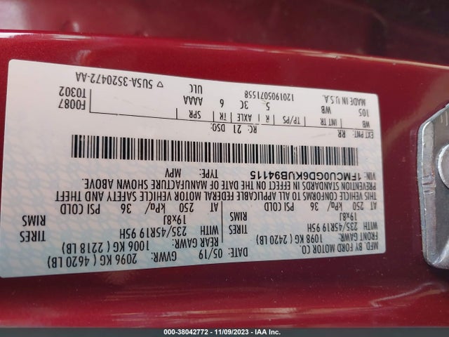 Ford ESCAPE SE 2019 1FMCU0GD6KUB94115 Image 9