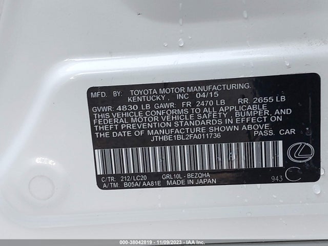 Aukcja sprzedaży 2013 Lexus Gs 350, vin: JTHCE1BL0D5017173, numer aukcji: 38042819