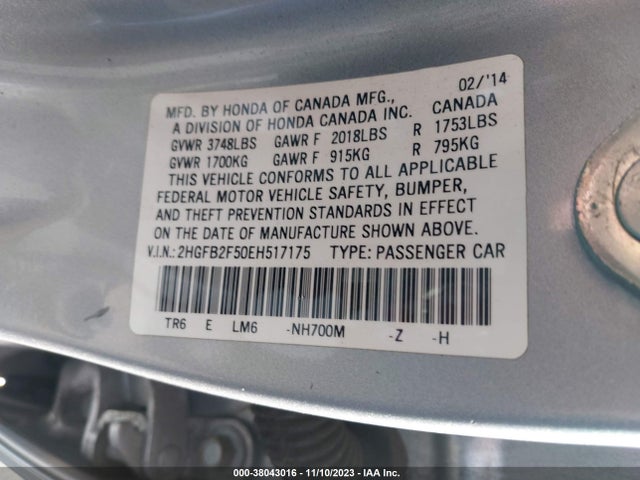 Honda Civic Lx 2014 2HGFB2F50EH517175 Image 9