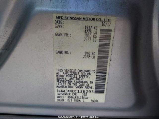 1N4AL3AP8JC136293 Nissan Altima 2.5 Sl