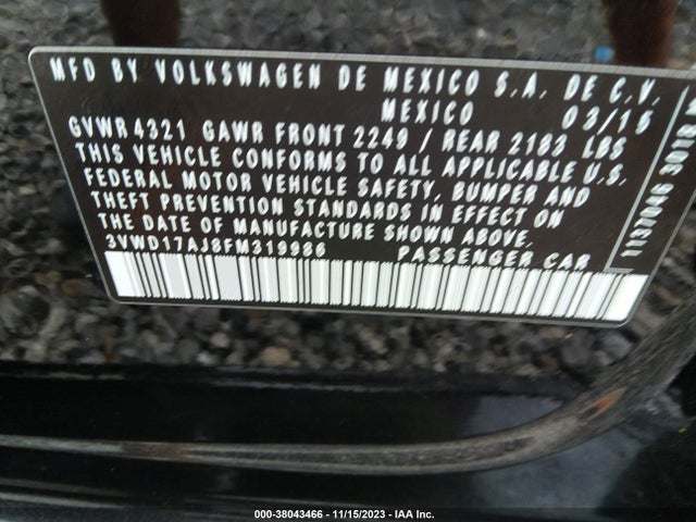 3VWD17AJ8FM319986 Volkswagen Jetta Sedan 1.8t Se