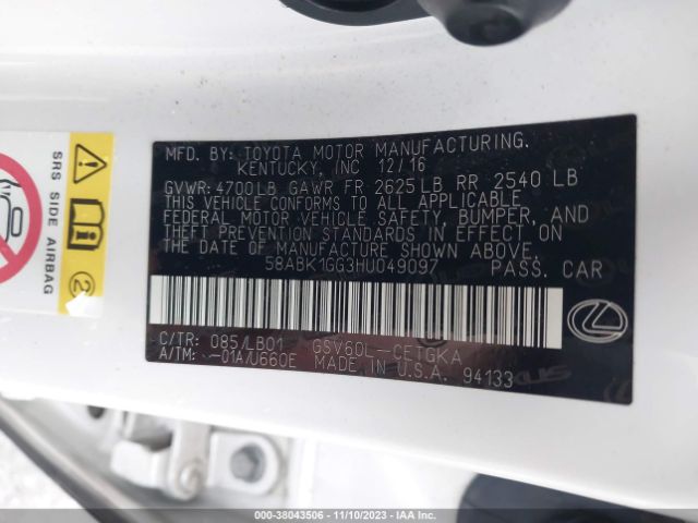 58ABK1GG3HU049097 Lexus ES 350