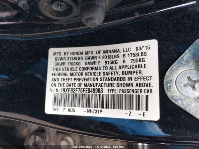19XFB2F76FE049983 Honda CIVIC SE