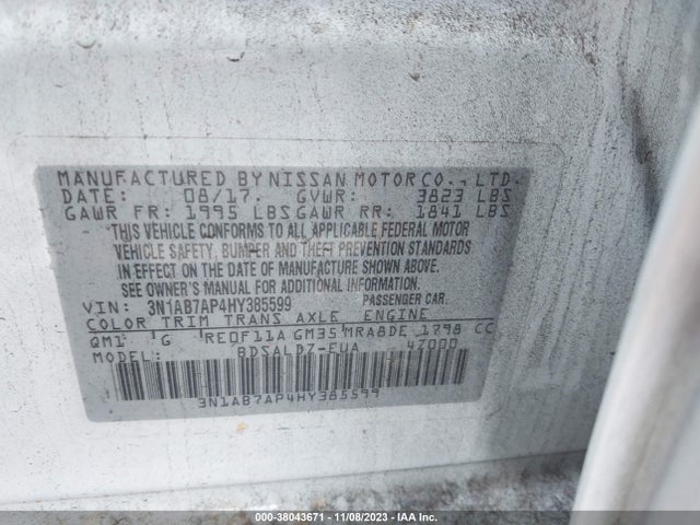 Nissan SENTRA SV 2017 3N1AB7AP4HY385599 Image 9