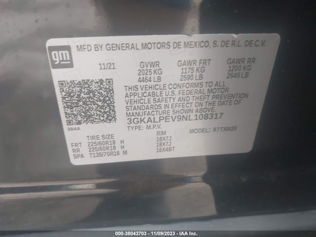 3GKALPEV9NL108317 GMC Terrain Fwd Slt