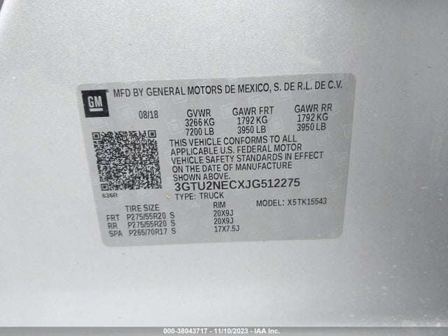 GMC Sierra 1500 Slt 2018 3GTU2NECXJG512275 Image 9