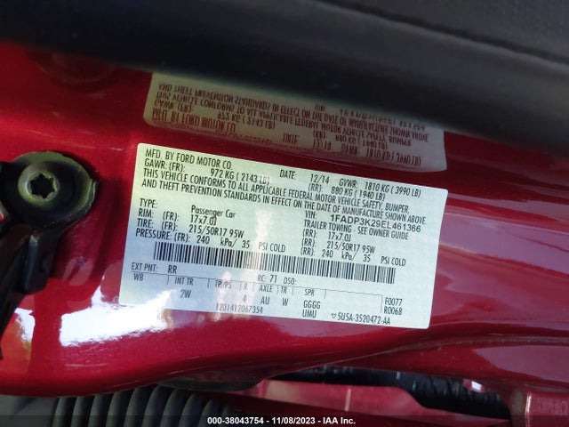 2014 FORD FOCUS SE VIN: 1FADP3K29EL461366
