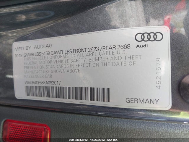 WAUB4CF58KA092017 Audi S5 Sportback Premium Plus