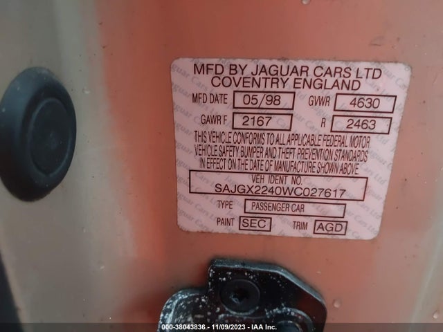 1998 JAGUAR XK8 SAJGX2240WC027617 Photo 8