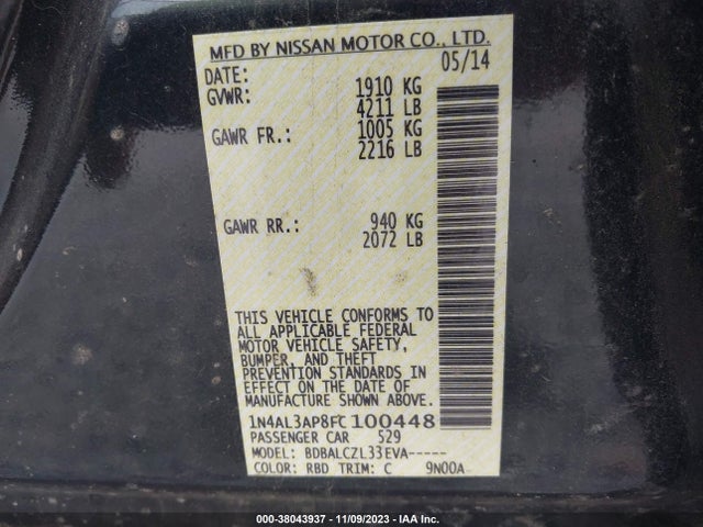 Nissan Altima 2015 1N4AL3AP8FC100448 Image 9