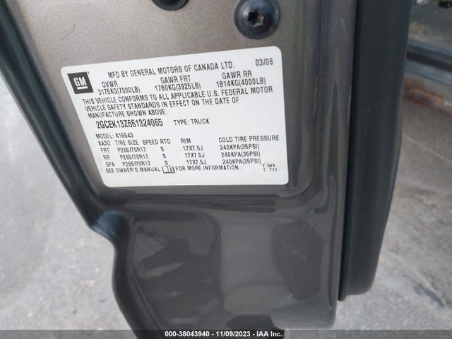 2006 CHEVROLET SILVERADO 1500 LT1 VIN: 2GCEK13Z661324065