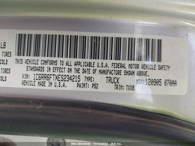 RAM 1500 Tradesman 2014 1C6RR6FTXES234215 Image 9